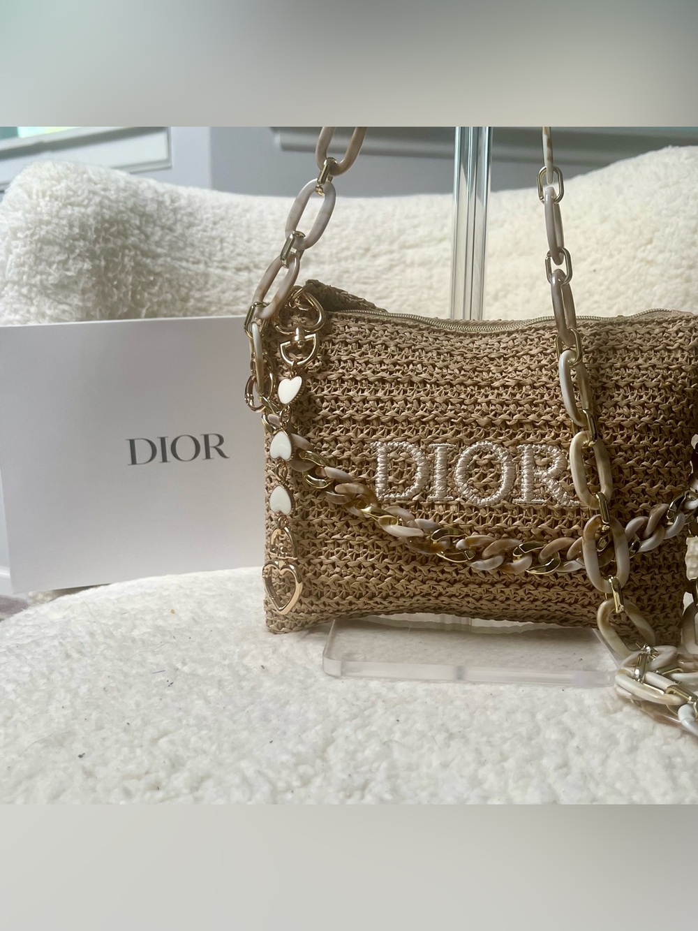Dior Natural Rattan Upcycled Beauty to Crossbody with Removable Chains